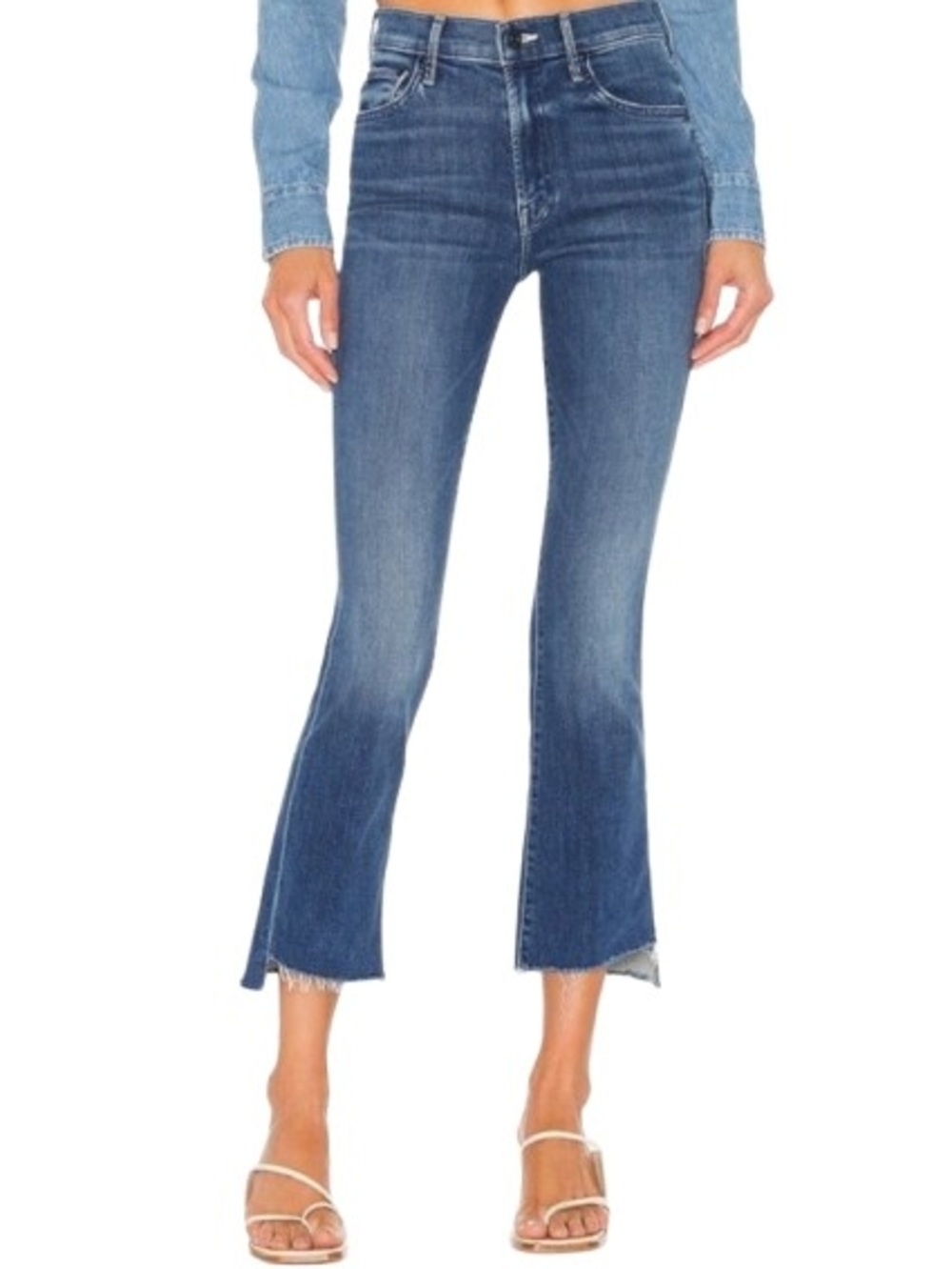 MOTHER Denim The Insider Crop Step Fray Jeans In Wish On A Star Size 25 Stretchy